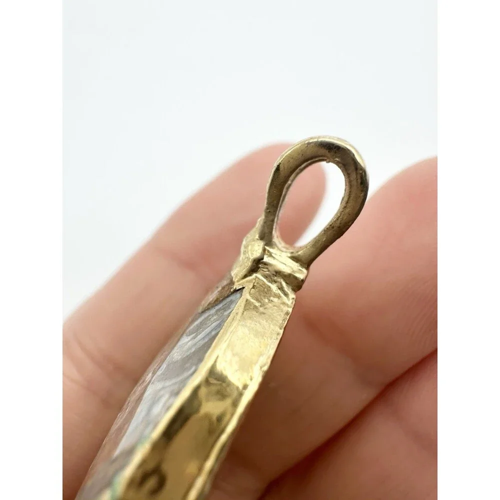 Ammonite Fossil Pendant Gold Tone